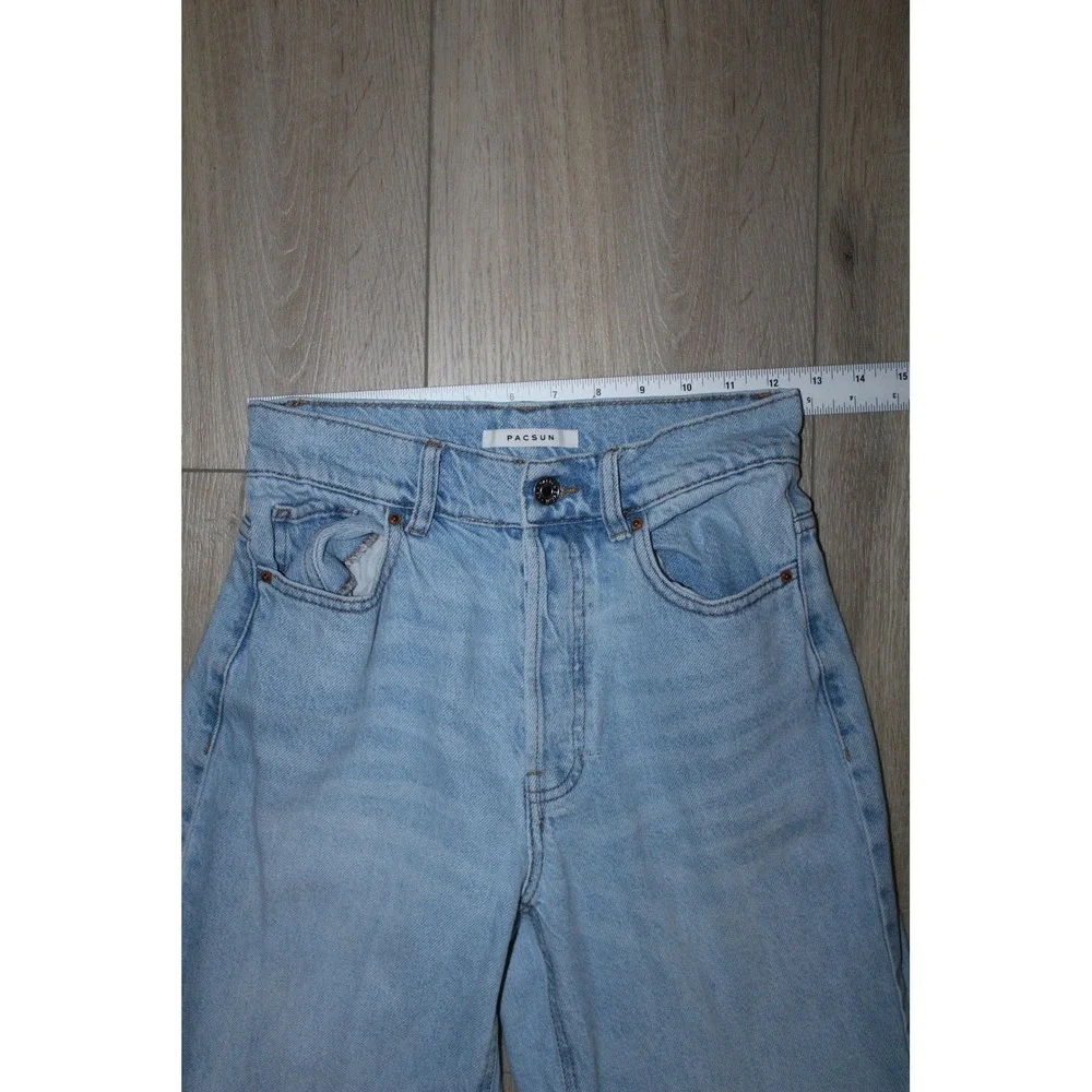 PacSun Two Tone Baggy Jeans High Waisted Wide Leg Blue Denim Womens 24